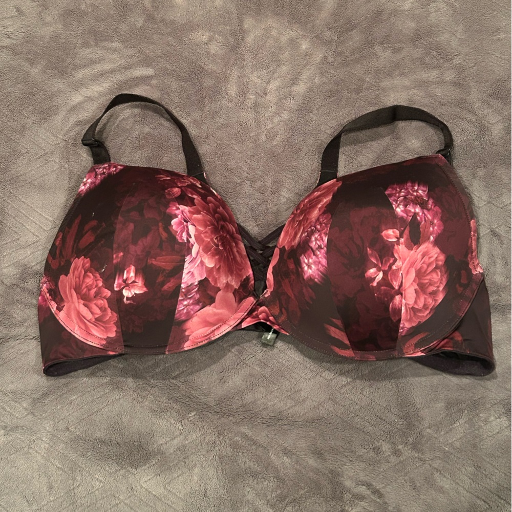 Torrid Black and Pink Floral Bra